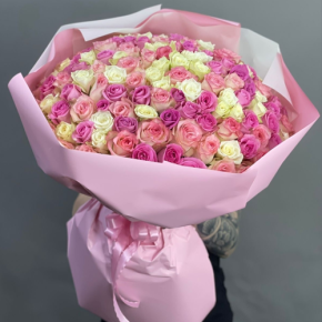 Букет из 151 кенийской розы микс (40 см) в Люберцах