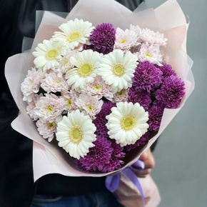 Букет "Сюрприз" из хризантем и гербер в Люберцах