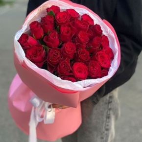 Букет "Эсса" 25 красных роз Кения (60 см) в Люберцах