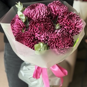 Букет "Виноградный" из 7 хризантем Бигоуди в Люберцах