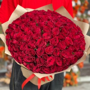 Букет 101 красная роза Кения (50 см) в Люберцах
