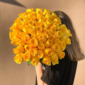 Букет "Ярче солнца" из 55 лимонных роз (50 см) в Люберцах