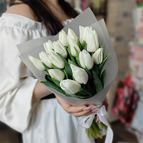 Букет из 15 белых тюльпанов в Люберцах