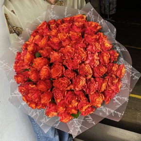 Букет 75 огненных роз (40 см) в Люберцах