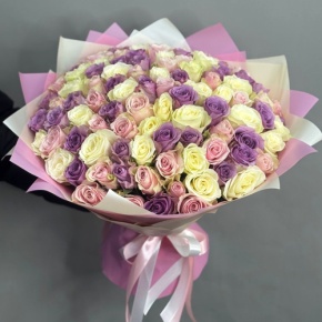 Букет из 101 розы пастельный микс (40 см) в Люберцах