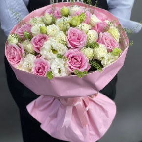 Букет "Нежное признание" из роз и эустом в Люберцах