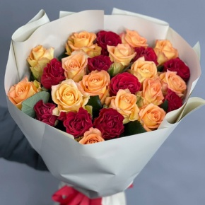 Букет "Прайм" из 25 роз Оранж и Эль Торо (50 см) в Люберцах