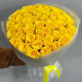 Букет "Золотце" из 51 лимонной розы (40 см) в Люберцах