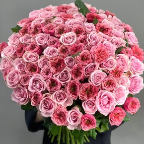 Нежный букет из 101 розы Риджентс парк и Аваланж микс  (70 см) в Люберцах