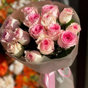 Букет из 15 розовых роз Кения (40 см) в Люберцах