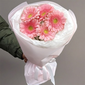 Букет из 5 розовых гербер мини в Люберцах