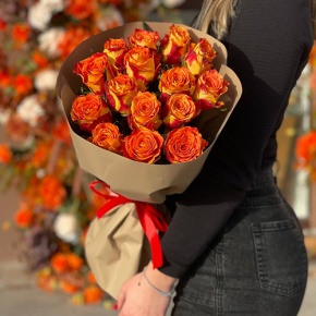 Букет из 15 огненных роз Кения (40 см) в Люберцах