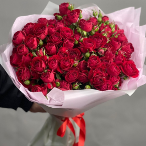Букет из 17 красных кустовых пионовидных роз (50 см) в Люберцах