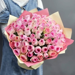 Букет из 75 розовых роз кения (40 см) в Люберцах
