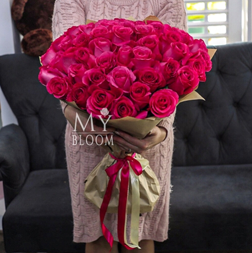 Букет 51 роза Эквадор Пинк Флоид (60 см) в Люберцах