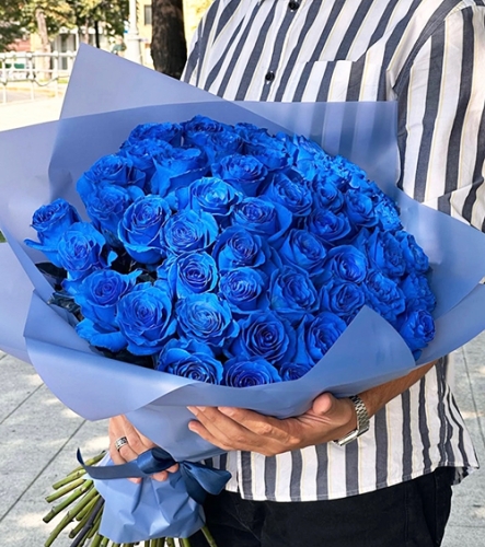 Букет из 51 синей розы Эквадор (60 см) в Люберцах