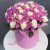 Композиция в шляпной коробке из 151 розы кения микс в Люберцах